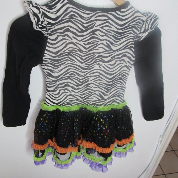 Emily Rose Halloween long sleeve zebra print sparkly tulle layered dress girls 7 - Picture 3 of 5